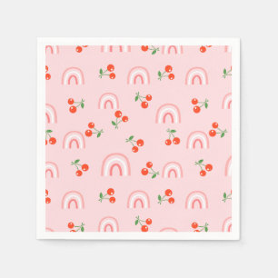 Pink Rainbow Cherry Pattern Napkin