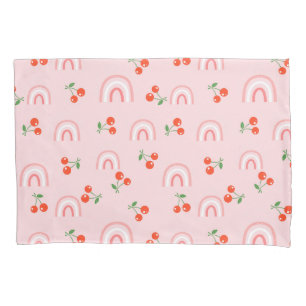 Pink Rainbow Cherry Pattern Pillowcase