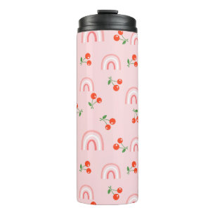 Pink Rainbow Cherry Pattern Thermal Tumbler