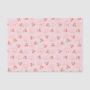Pink Rainbow Cherry Pattern Tissue Paper