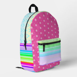 Pink rainbow colour printed backpack