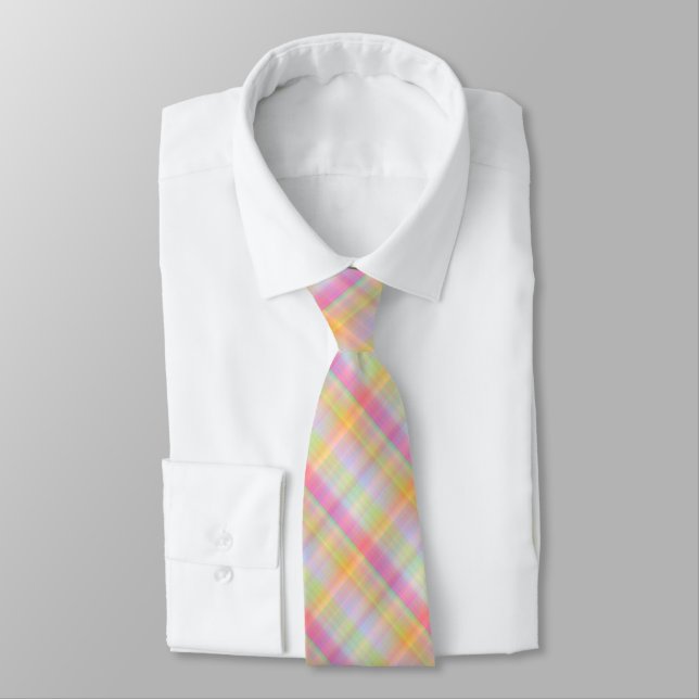 Pink rainbow colour. stripe design. tie (Tied)