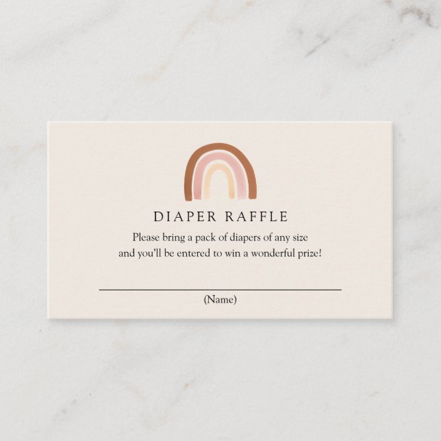 Pink Rainbow Diaper Raffle Card (Front)