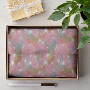 Pink Rainbow Faux Glitter Sparkle Pattern Tissue Paper