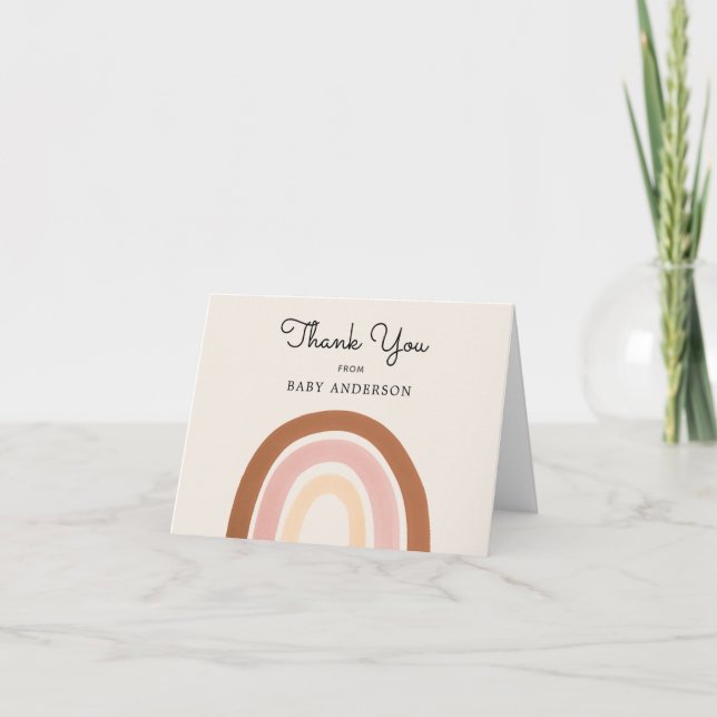 Pink Rainbow Girl Baby Shower Thank You Postcard (Front)