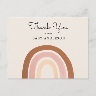 Pink Rainbow Girl Baby Shower Thank You Postcard