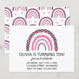 Pink Rainbow girl birthday party Invitation