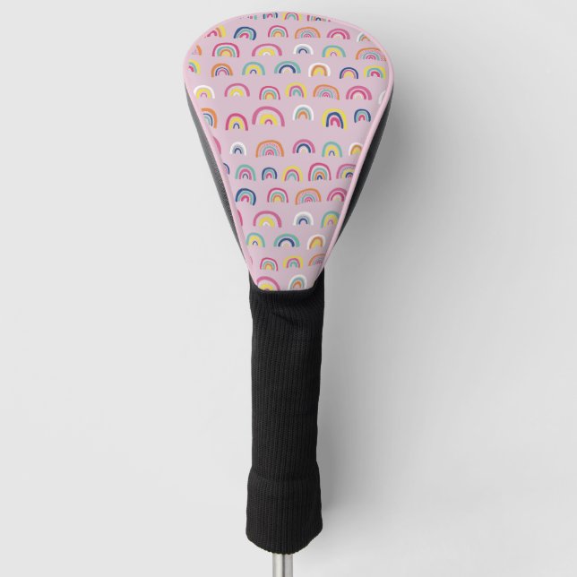 Pink Rainbow Golf Head Cover (Front)
