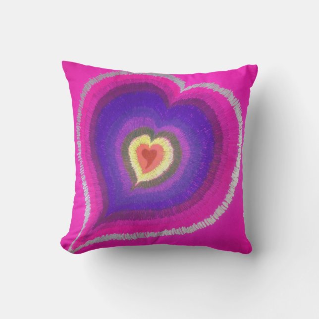 Pink Rainbow Heart Pillow (Front)