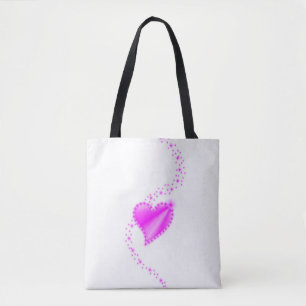 Pink Rainbow Heart with Stars Tote Bag