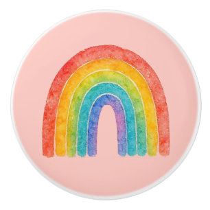 Pink Rainbow Knob. Ceramic Knob