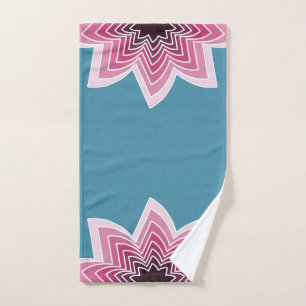 Pink Rainbow Lotus Flower Bath Towel Set