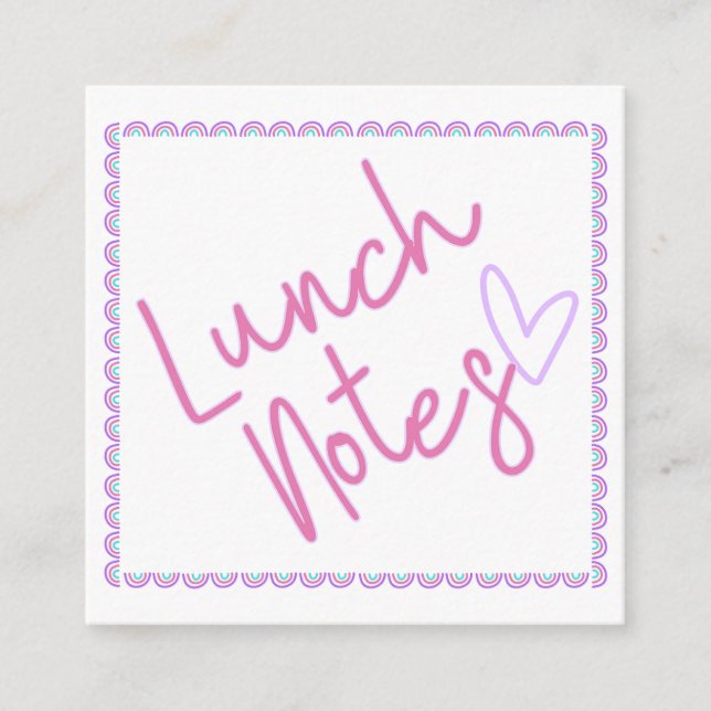 Pink Rainbow Lunch Notes (Front)