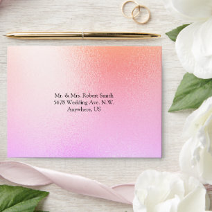 Pink Rainbow Metallic Elegant Modern Wedding Envelope
