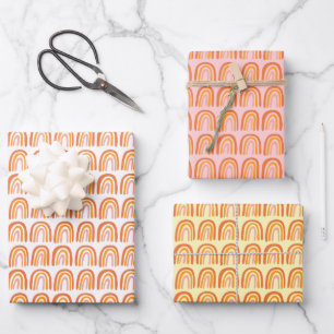 Pink Rainbow Modern Boho Cute Pattern Unique Gift  Wrapping Paper Sheet
