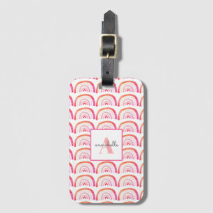 Pink Rainbow Monogram Initial Luggage Tag