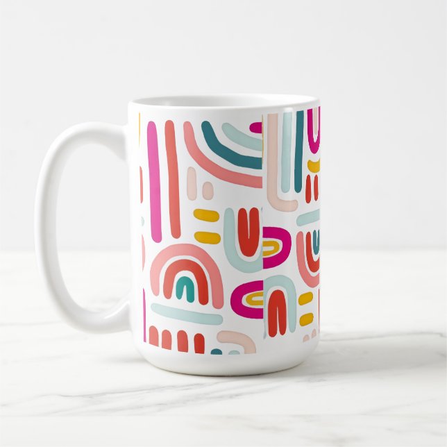 Pink Rainbow Mug – Cute Soft Pastel Coffee Cup (Left)