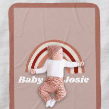 Pink Rainbow Name Announcement Baby Blanket