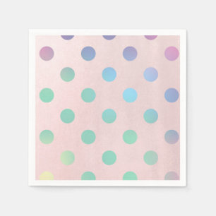 Pink Rainbow Pastel Polka Dots Birthday Party Napkin