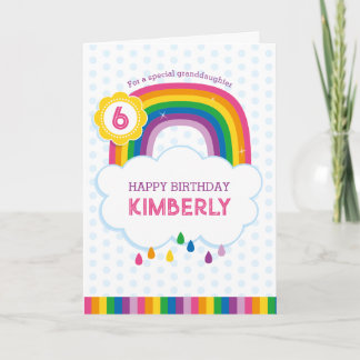 Pink Rainbow Personalised Birthday Card for Kids