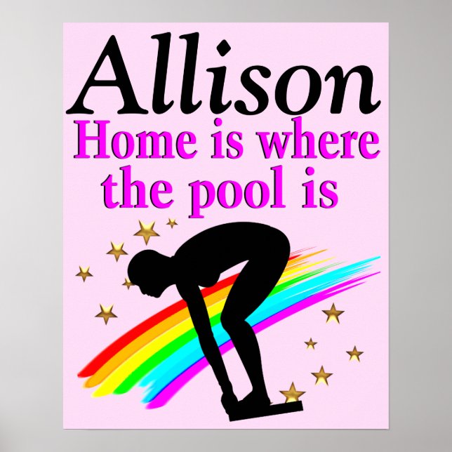 PINK RAINBOW PERSONALIZED SWIMMER POSTER (Front)