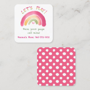 Pink Rainbow Rounded Square Play Date Cards