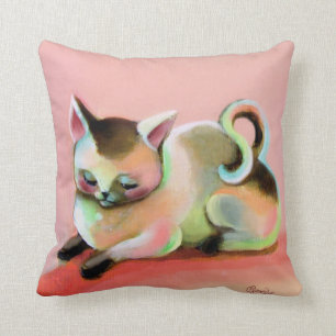 Pink Rainbow Sherbert Kitty Kitsch Cute Pillow
