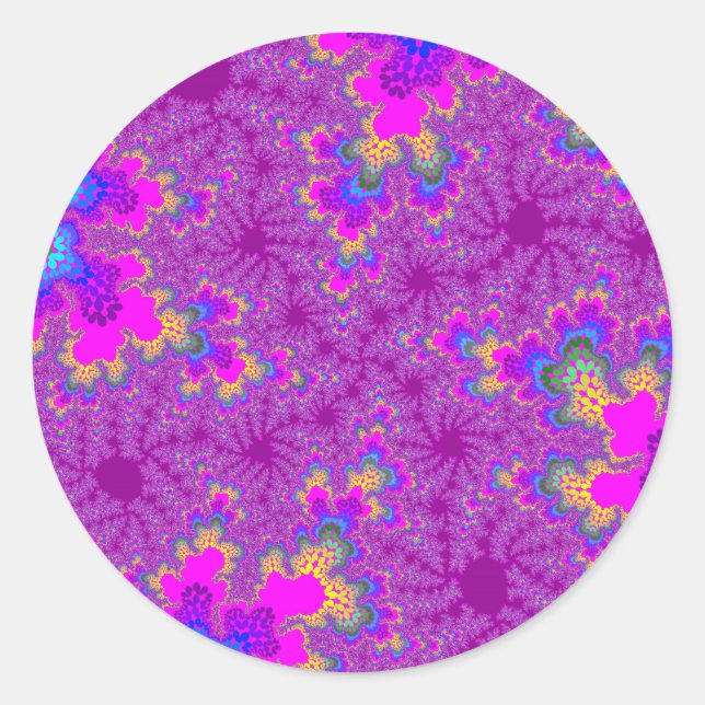 Pink Rainbow Speckle Classic Round Sticker (Front)