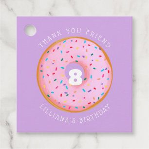Pink Rainbow Sprinkle Doughnut Birthday Photo Favour Tags