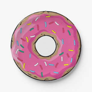 Pink Rainbow Sprinkle Doughnut Paper Plate