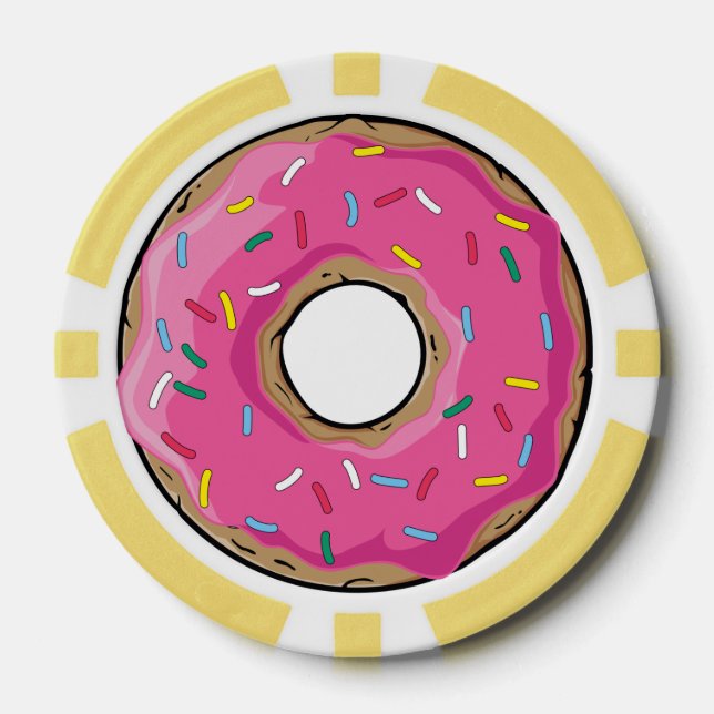 Pink Rainbow Sprinkle Doughnut Poker Chips (Front)