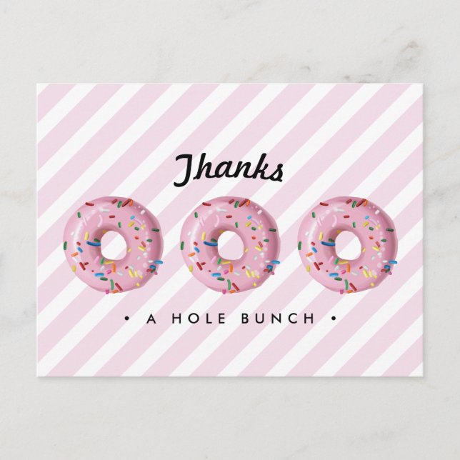 Pink Rainbow Sprinkle Doughnut Thank You Card (Front)