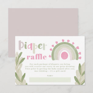 Pink rainbow sunshine diaper raffle baby shower enclosure card
