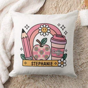 Pink Rainbow Teacher Essentials – Personalised Cushion