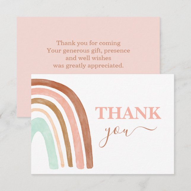 Pink Rainbow thank you Card (Front/Back)