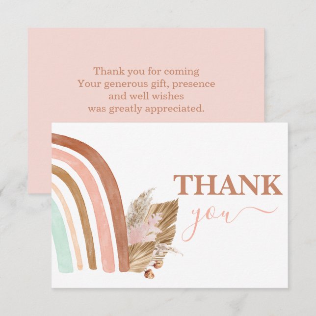 Pink Rainbow thank you Card (Front/Back)