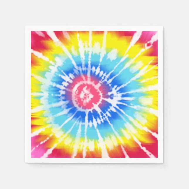 Pink Rainbow Tie Dye Spiral Party Napkin (Front)