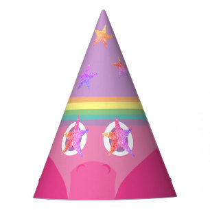 Pink Rainbow Unicorn Face Costume Party Hat