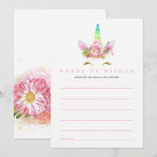 Pink Rainbow Unicorn Girl Baby Shower Mum Advice Invitation