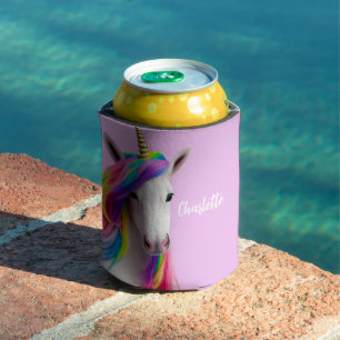 Pink Rainbow Unicorn Insulated Can Cooler