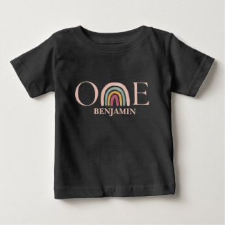 Pink Rainbow Watercolor 1st Birthday Baby T-Shirt