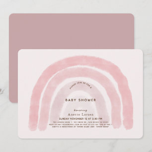 Pink Rainbow Watercolor Girl Baby Shower Invitation
