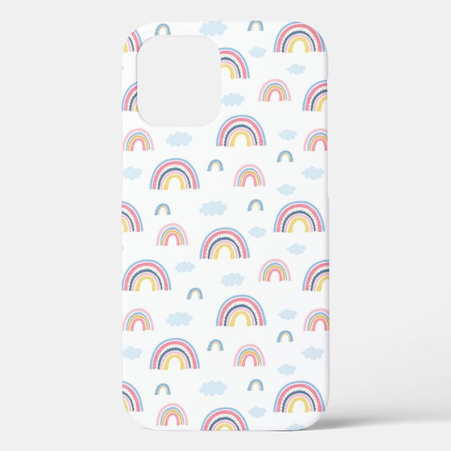 Pink Rainbows Clouds Boho Design Case-Mate iPhone Case (Back)