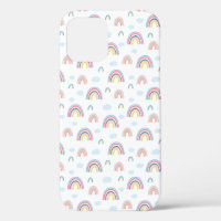 Pink Rainbows Clouds Boho Design