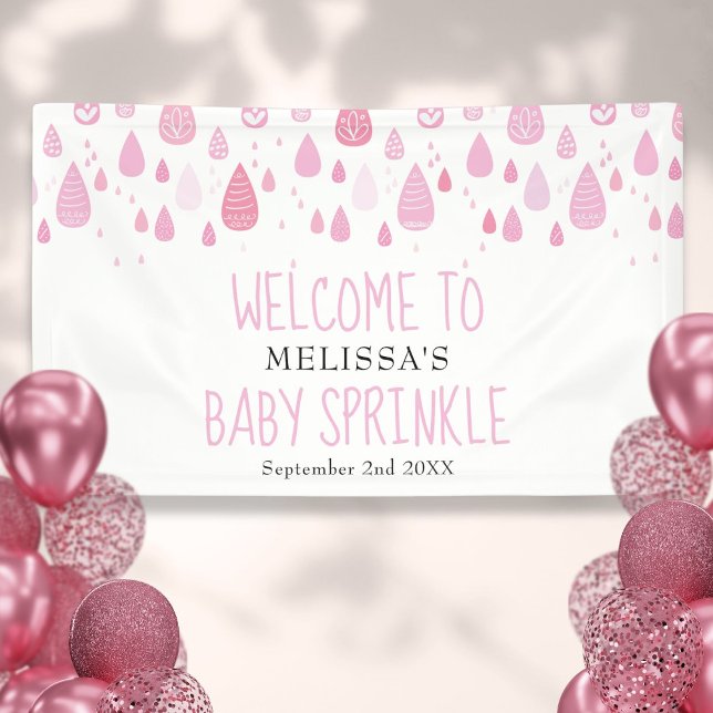 Pink Raindrops Baby Girl Sprinkle Shower Welcome Banner (Pink Raindrops Baby Girl Sprinkle Shower Welcome Banner)