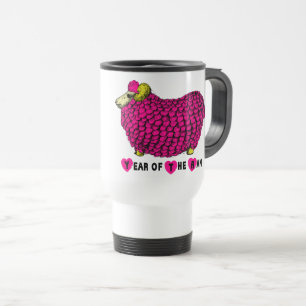Pink Ram Chinese Year Zodiac Travel Mug