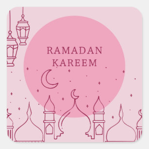 Pink Ramadan Kareem holiday Square Sticker