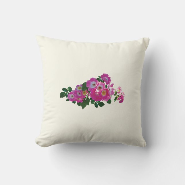 Pink Rambler Rose Cushion (Front)