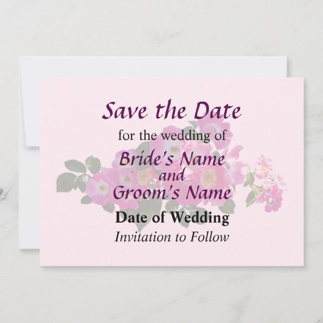 Pink Rambler Rose Save the Date (Front)