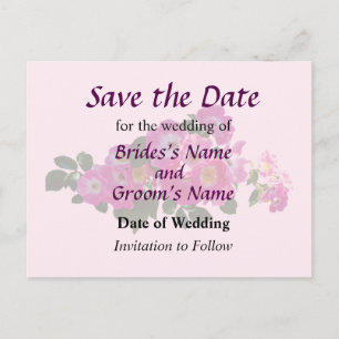 Pink Rambler Rose Save the Date Announcement Postcard